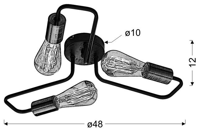 Deckenleuchte 33-66916 - Schwarz, KONVENTIONELL, Metall (48/48/12cm)