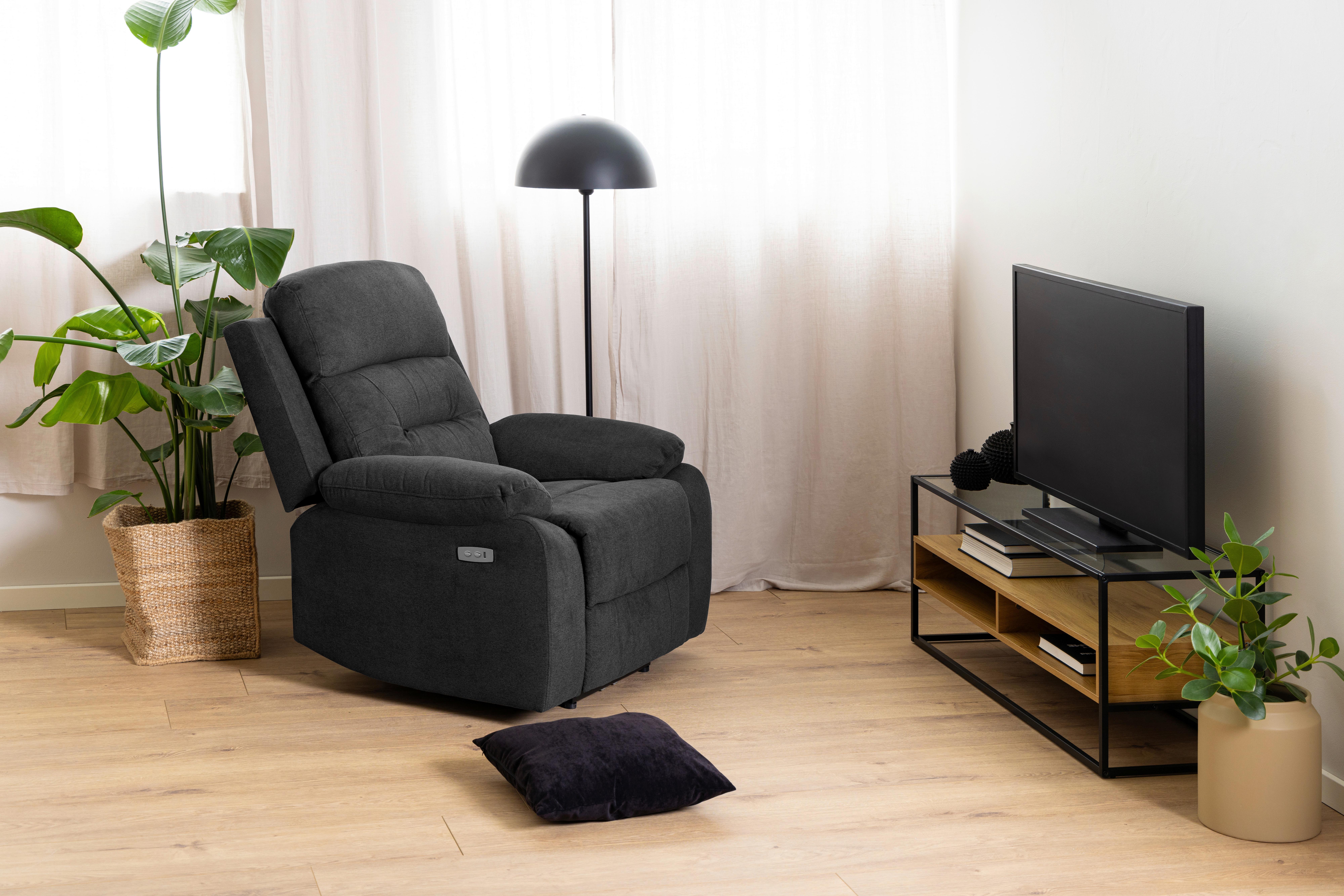 Fernsehsessel Vansbro - Dunkelgrau/Schwarz, KONVENTIONELL, Textil (92/98/96cm) - MID.YOU