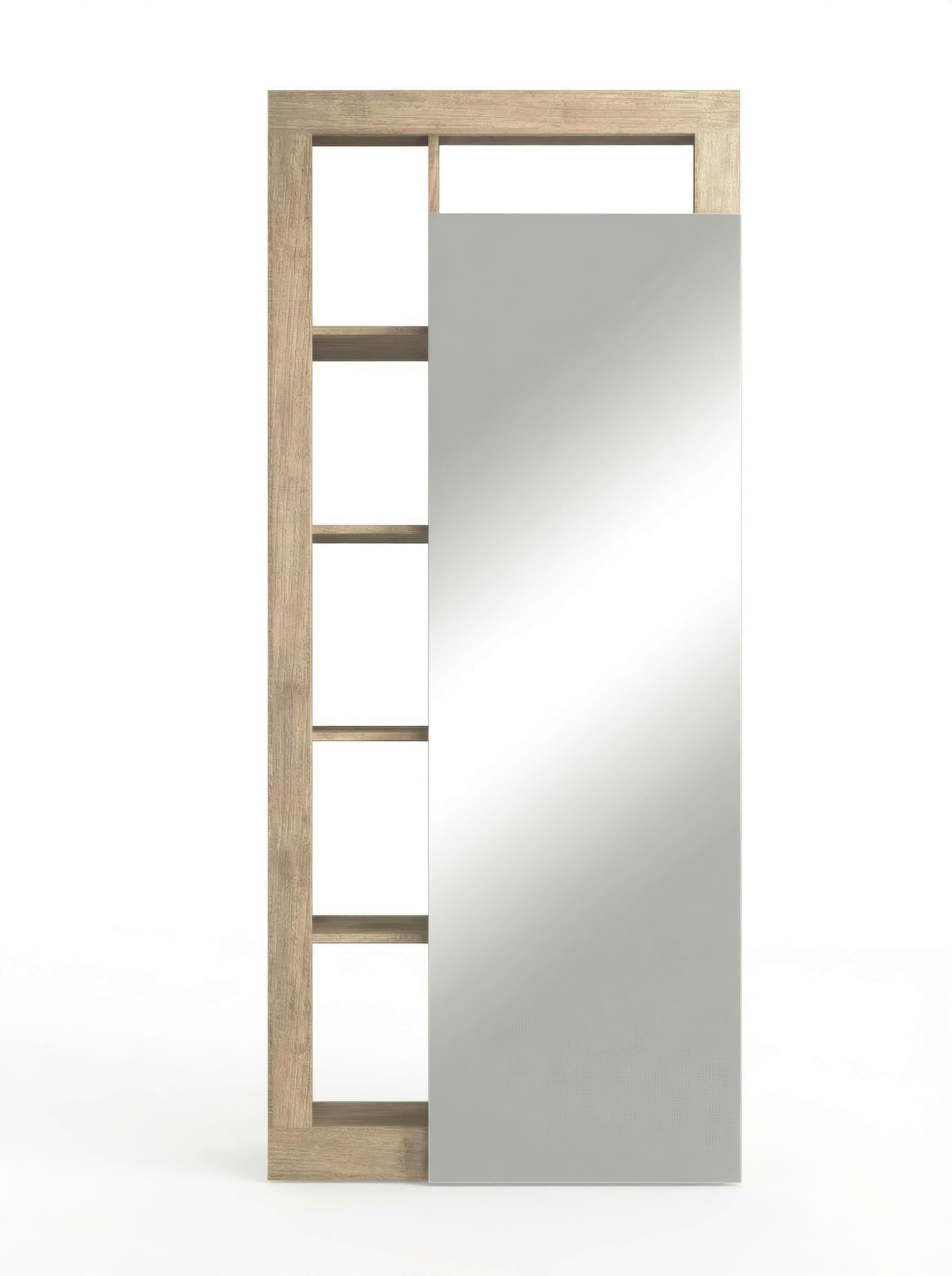 Garderobe Hamburg Eichefarben/Weiß B: 91 cm - Eichefarben/Weiß Hochglanz, Basics, Holzwerkstoff (91/209/30cm)