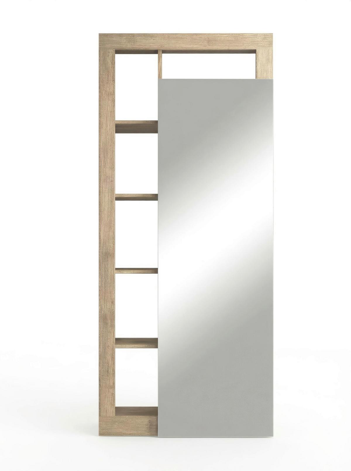 Garderobe Hamburg Eichefarben/Weiß B: 91 cm - Eichefarben/Weiß Hochglanz, Basics, Holzwerkstoff (91/209/30cm)