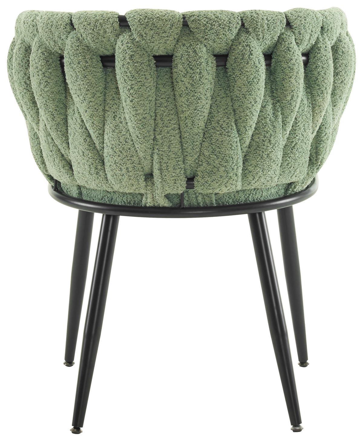 Židle s područkami zelená ženilka - černá/světle zelená, Moderní, kov/dřevo (64/78/55cm) - Premium Living
