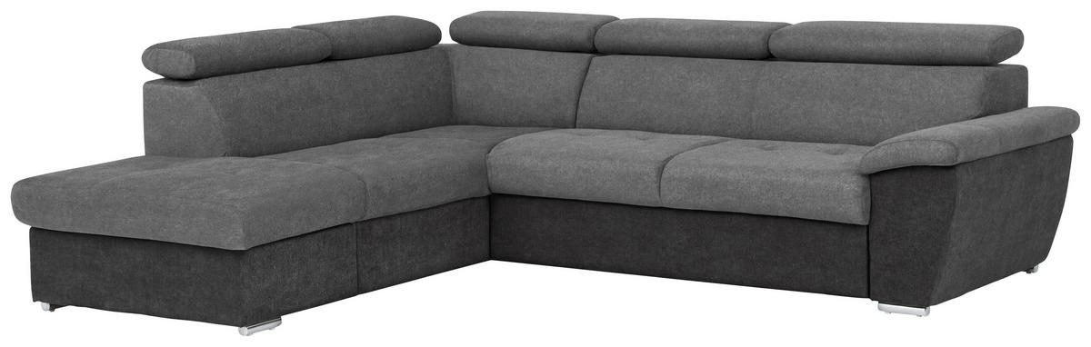Ecksofa Mit Bettkasten Antero Kopfteile Verstellbar Grau - Chromfarben/Dunkelgrau, Design, Textil (216/262cm) - Livetastic