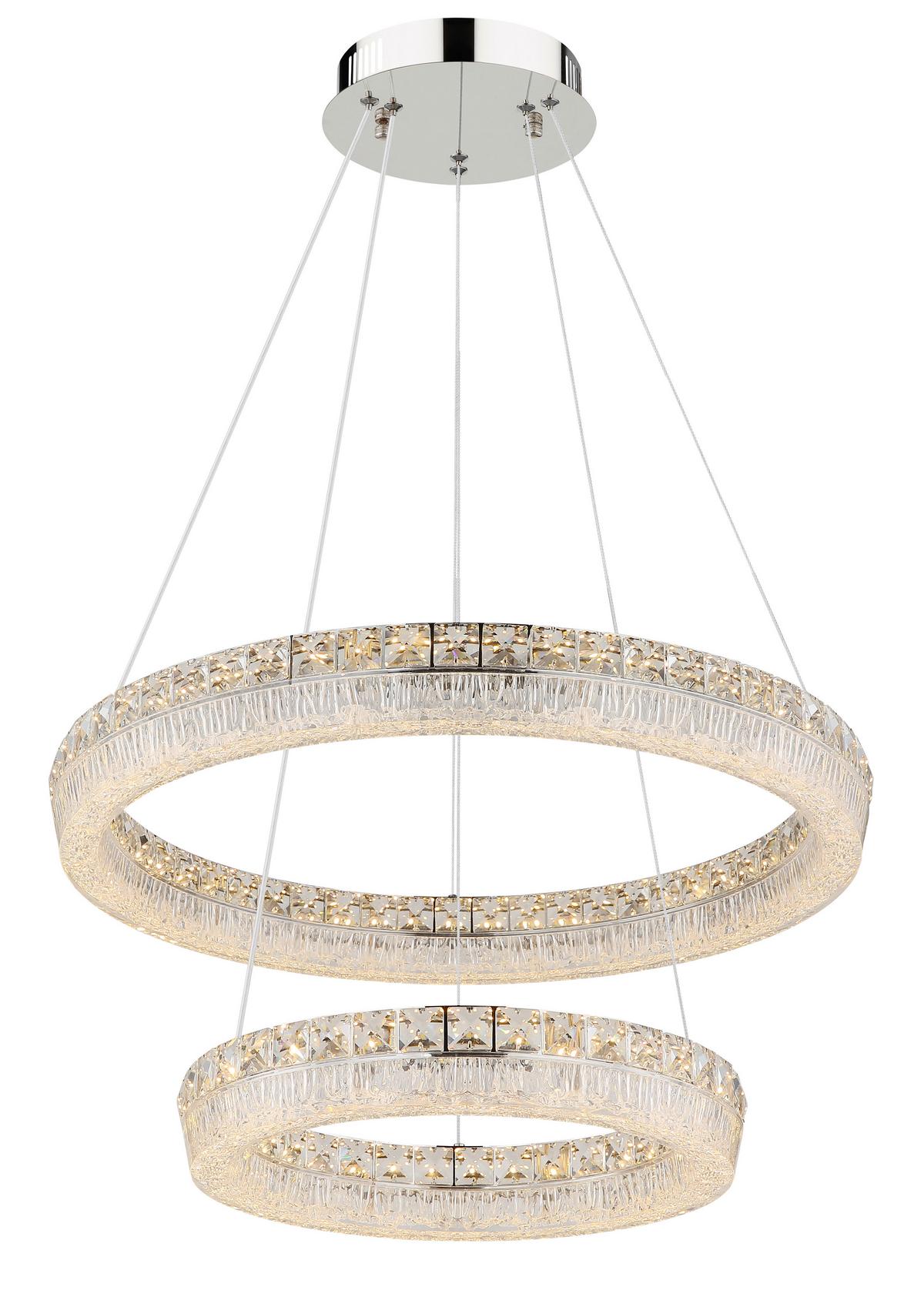 LED-Hängeleuchte 67387-60 Laurel - Klar/Chromfarben, Design, Glas/Kunststoff (60/120cm) - Globo