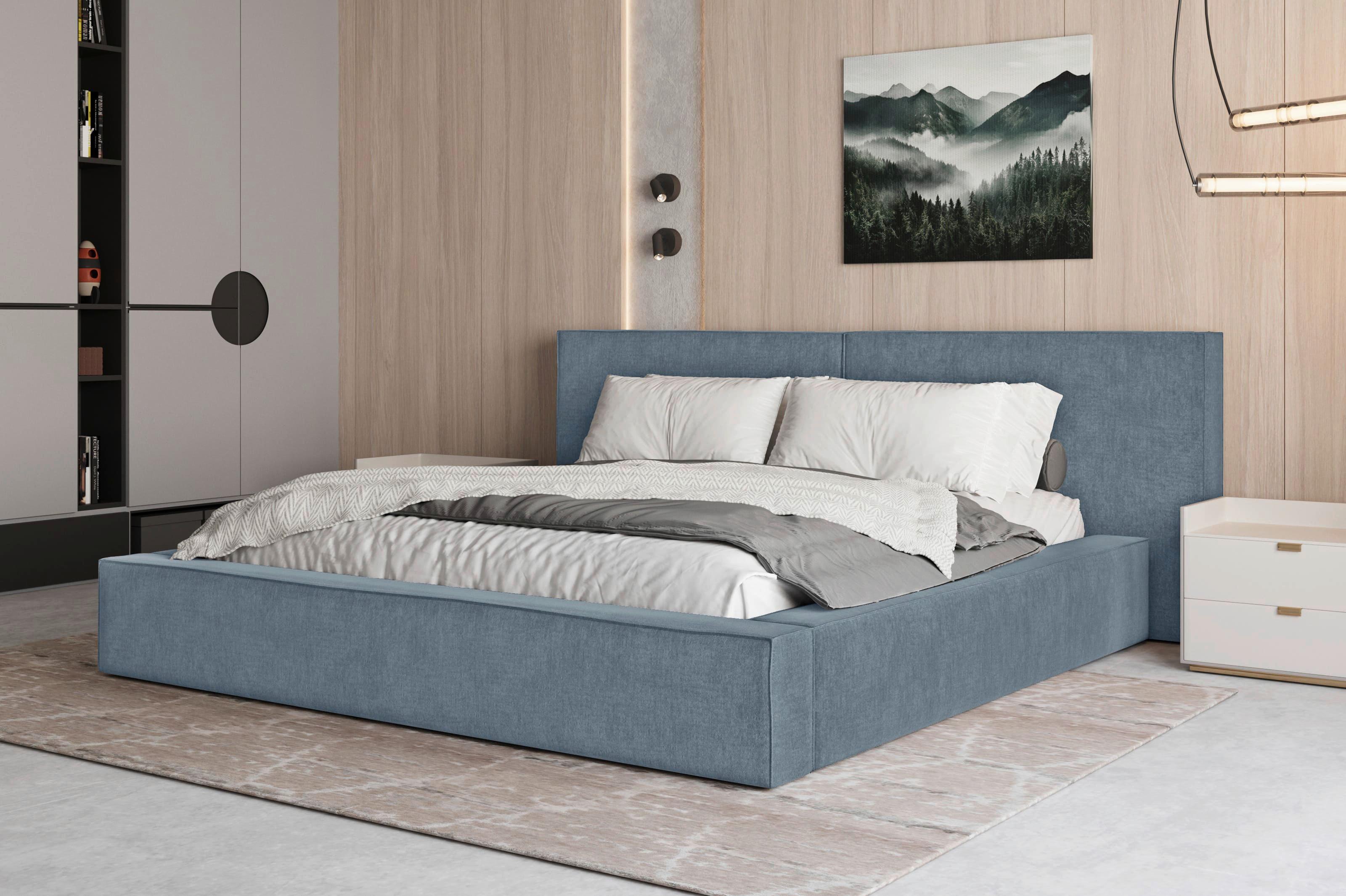 POLSTERBETT Jasmine Blau 180x200cm - Blau/Schwarz, MODERN, Holz/Metall (180/200cm) - MID.YOU