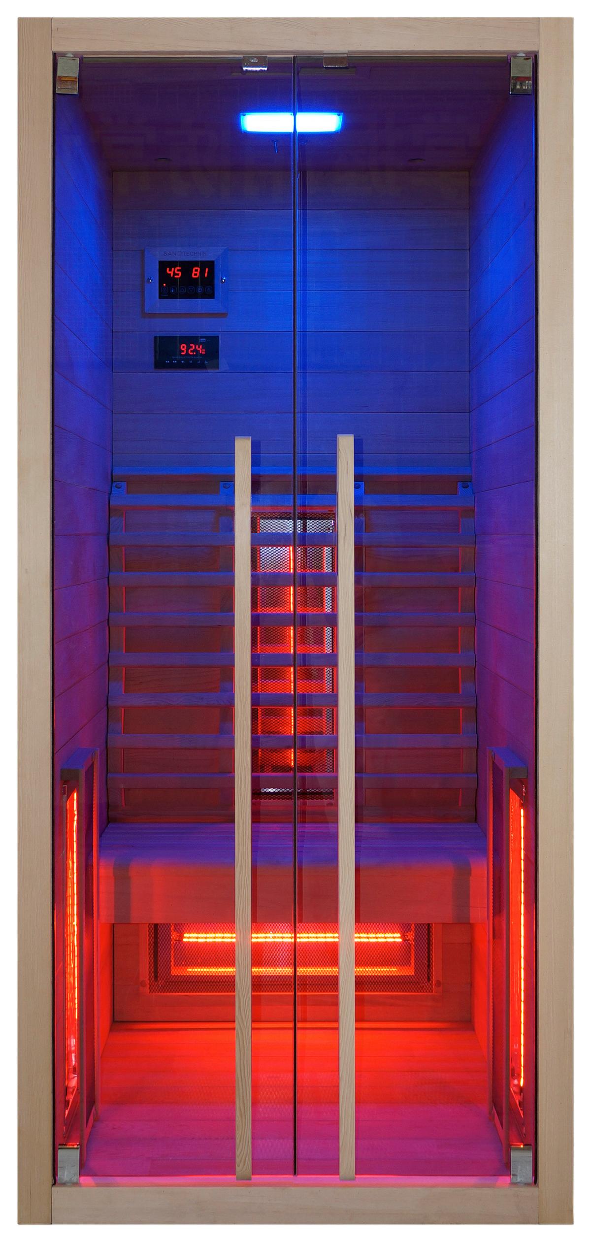 Infrarotkabine 1 Person 90,5x195x100 cm Ruby - Naturfarben, Basics, Holz (90,5/195/100cm) - Sanotechnik
