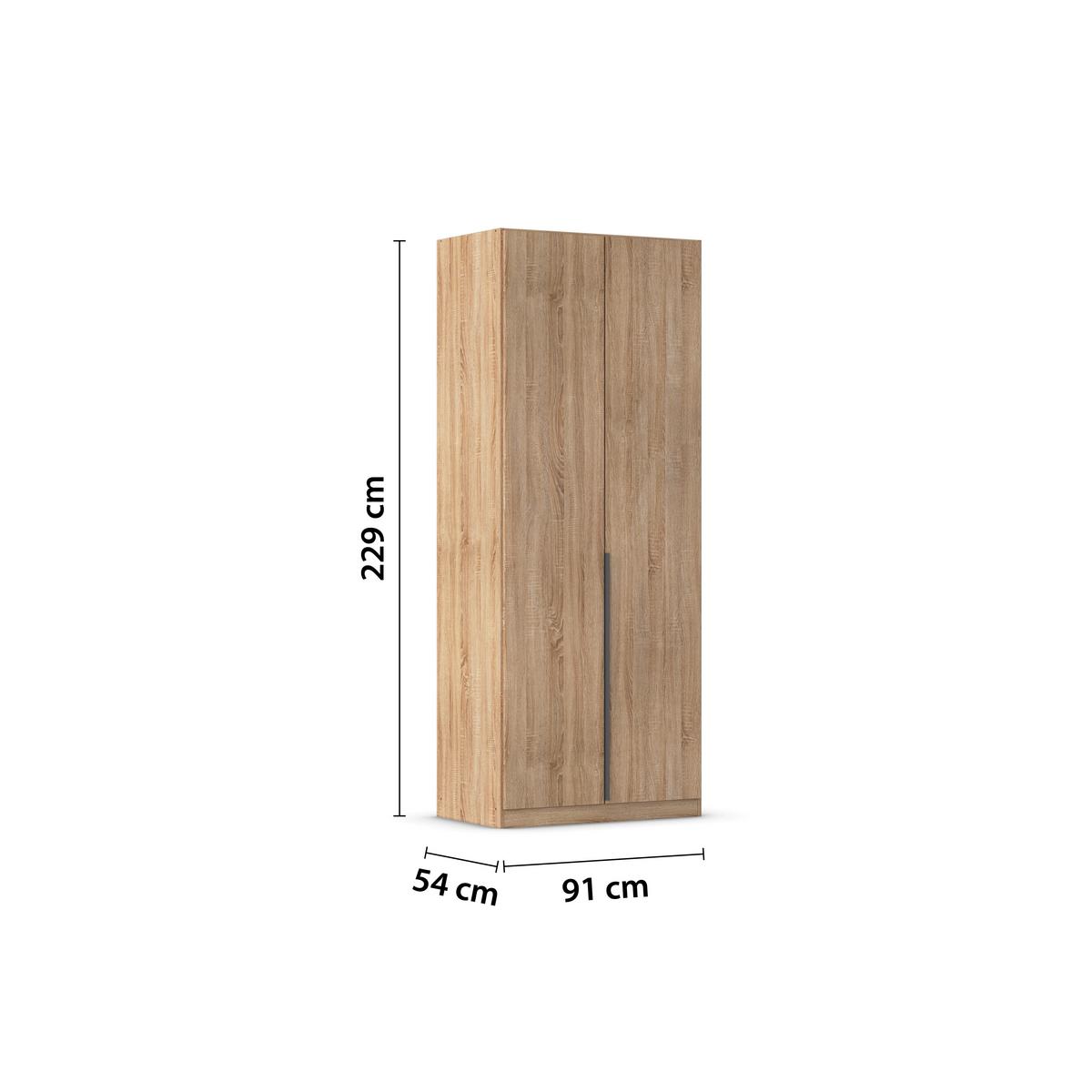 Drehtürenschrank Alabama, Sonoma Eiche B: 91 Cm - Sonoma Eiche, MODERN, Holzwerkstoff (91/229/54cm) - Rauch Möbel