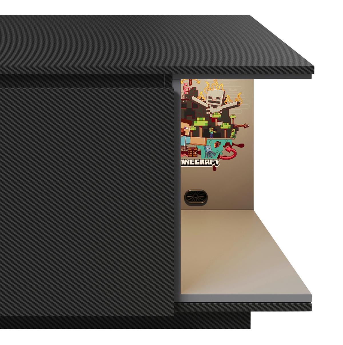 Tv-lowboard Minecraft B: 125 Cm Schwarz, Carbon Optik - Schwarz, MODERN, Holzwerkstoff (125/50/39cm) - Minecraft