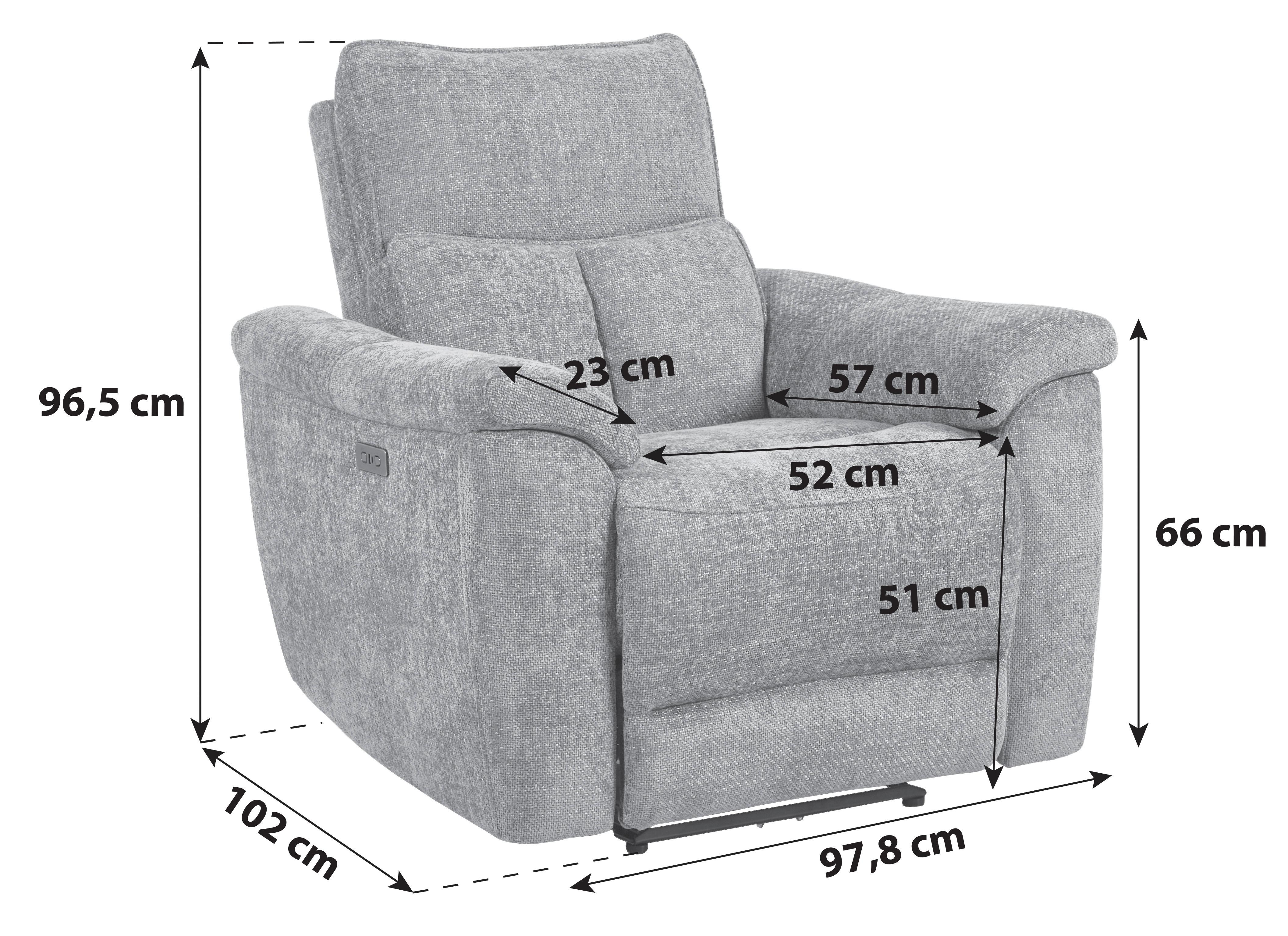 Relaxsessel Tokio Webstoff Grau - Grau, MODERN, Holz/Textil (97,8/96,5/102cm)