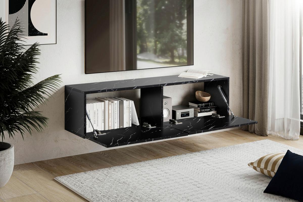 Lowboard Schwarz B: 120 Cm - Schwarz, Design, Holzwerkstoff (120/30/30cm) - MID.YOU