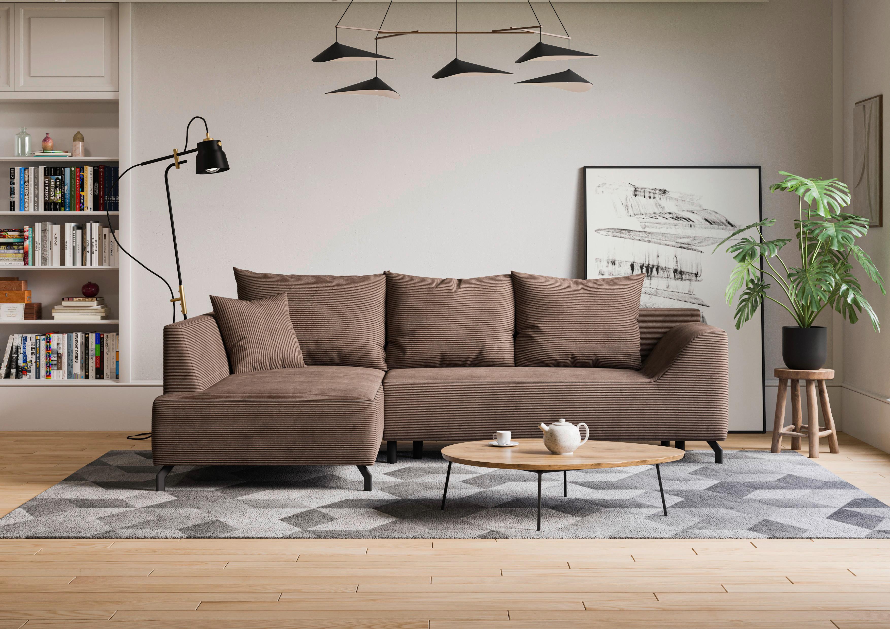 Eckschlafsofa Asolo Braun S: 167x273 cm - Schwarz/Braun, Design, Textil (167/273cm) - MID.YOU