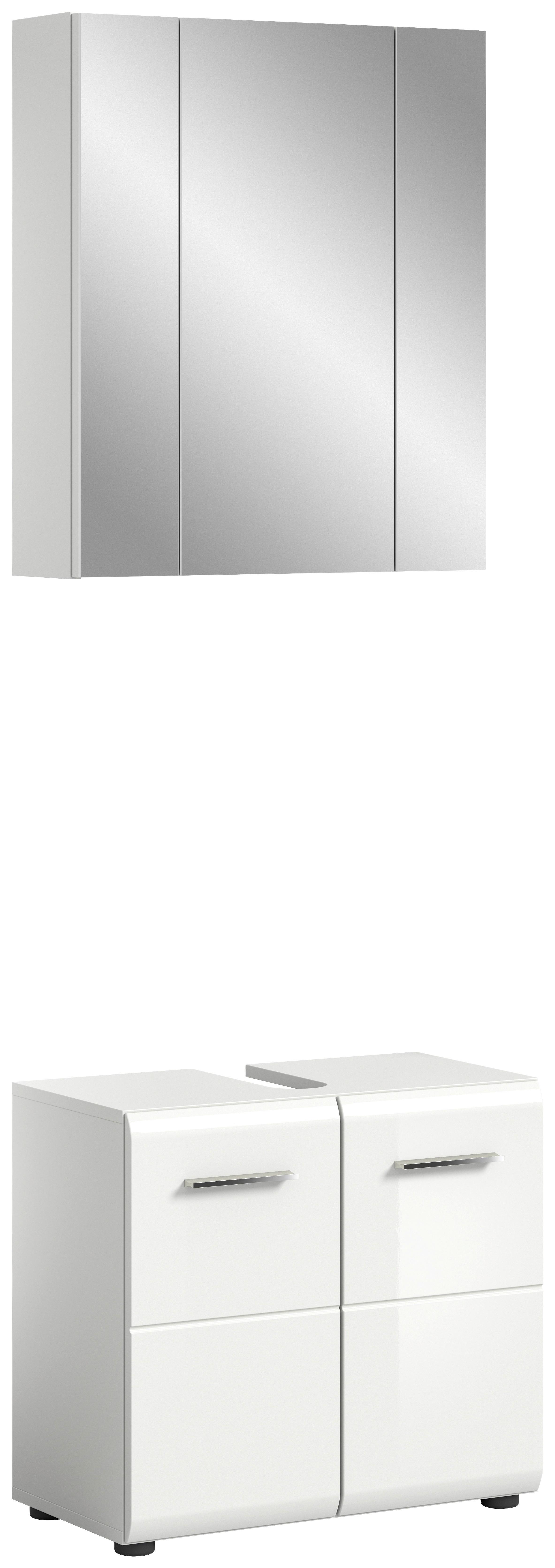 Badezimmer Ice Weiß Hg B: 60 Cm - Weiß Hochglanz/Schwarz, MODERN, Glas/Holzwerkstoff (60cm) - MID.YOU