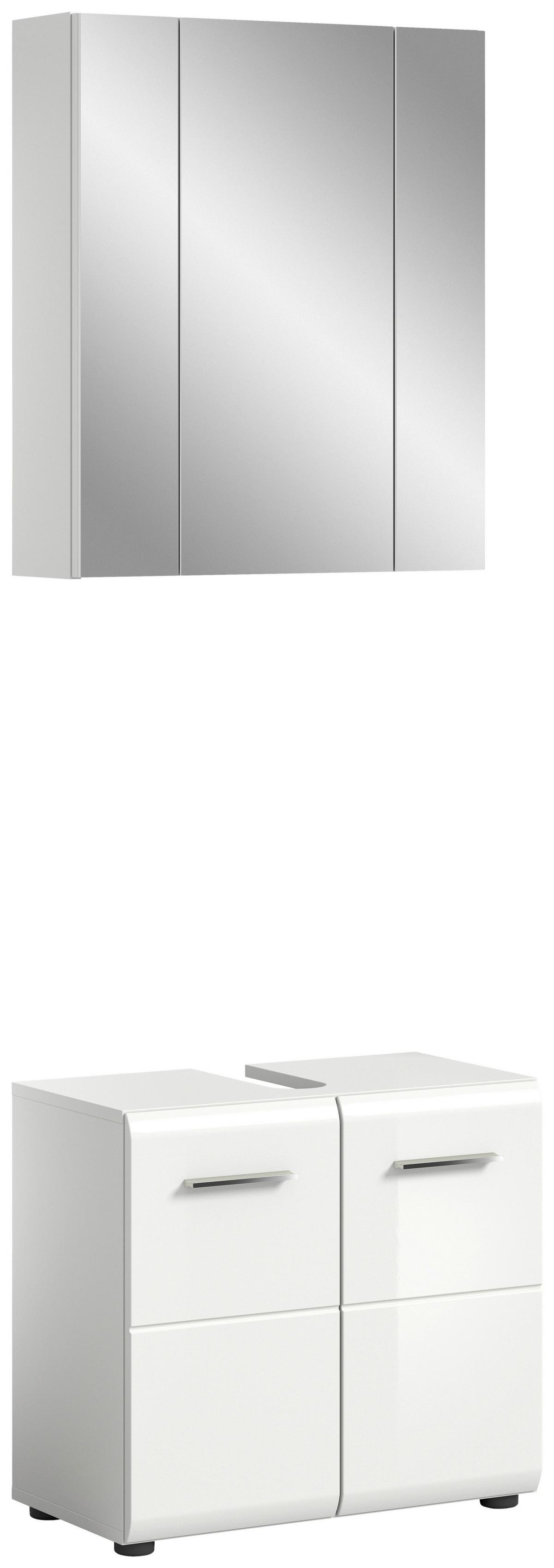 Badezimmer Ice Weiß Hg B: 60 Cm - Weiß Hochglanz/Schwarz, MODERN, Glas/Holzwerkstoff (60cm) - MID.YOU