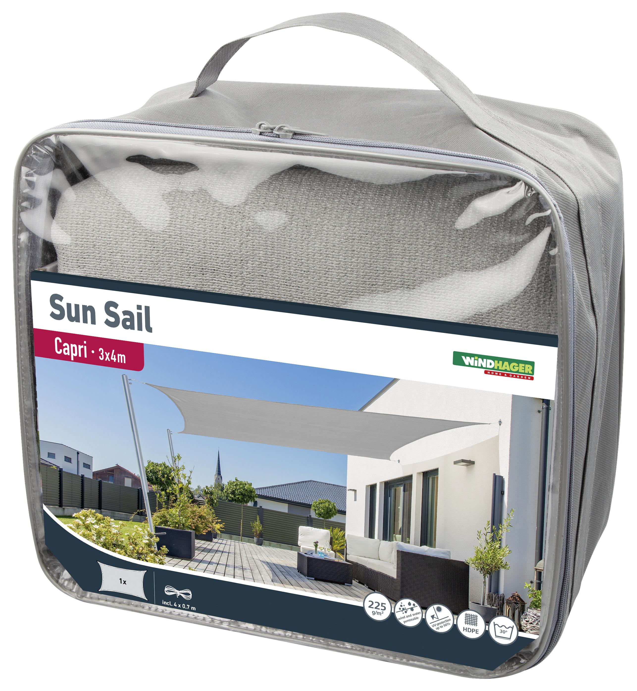Sonnensegel Rechteck 3x4 m - Grau, Basics (300/400cm)