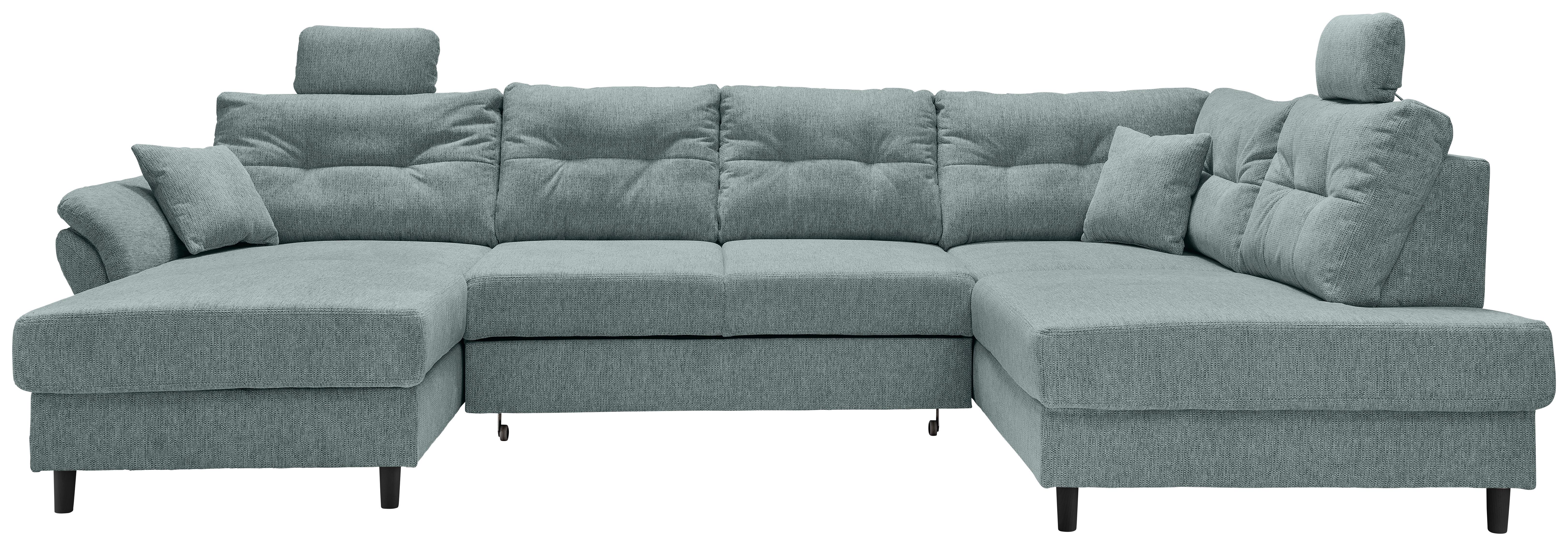 Wohnlandschaft Brizzini Blau U: 176x338x206 cm - Blau/Schwarz, MODERN, Textil (176/338/206cm) - Livetastic