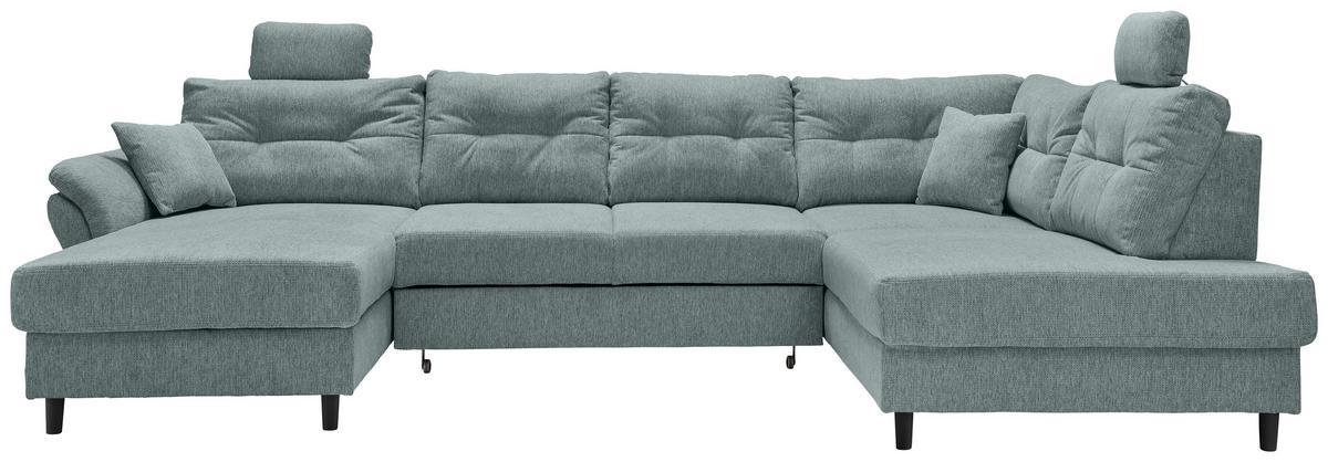 Wohnlandschaft Brizzini Blau U: 176x338x206 cm - Blau/Schwarz, MODERN, Textil (176/338/206cm) - Livetastic