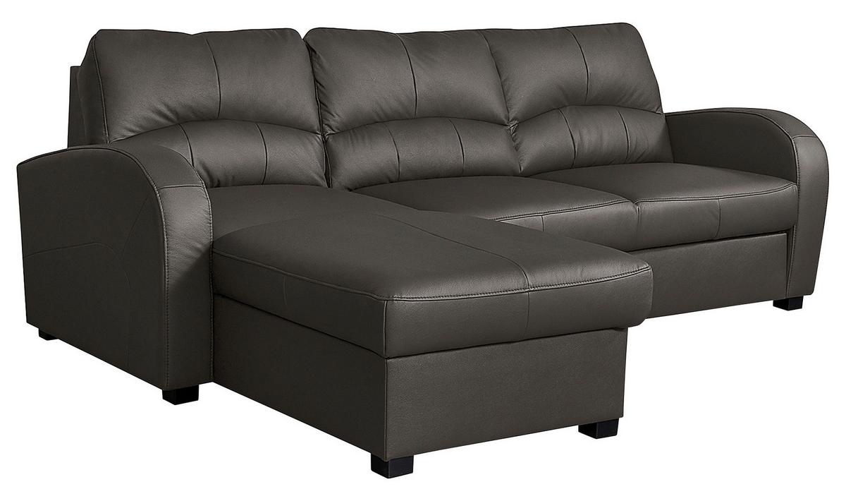 Ecksofa Tilo Dunkelbraun S: 168 cm - Dunkelbraun/Schwarz, Design, Leder/Textil (168/227cm) - Livetastic