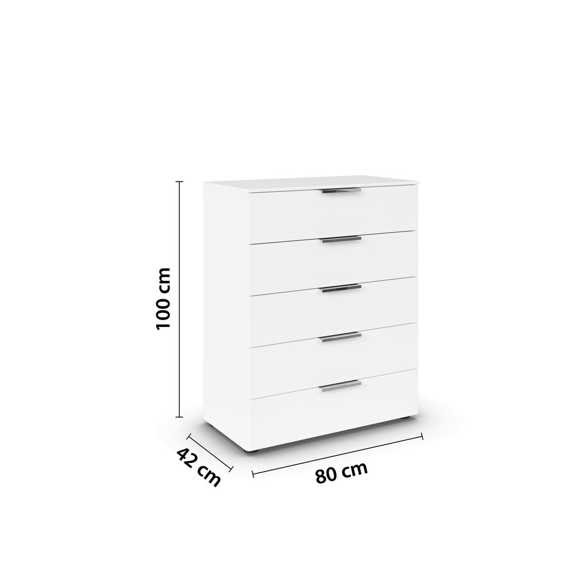 Kommode 80 cm Flipp Weiß/Chromfarben - Chromfarben/Schwarz, MODERN, Holzwerkstoff (80/100/42cm) - Rauch Möbel