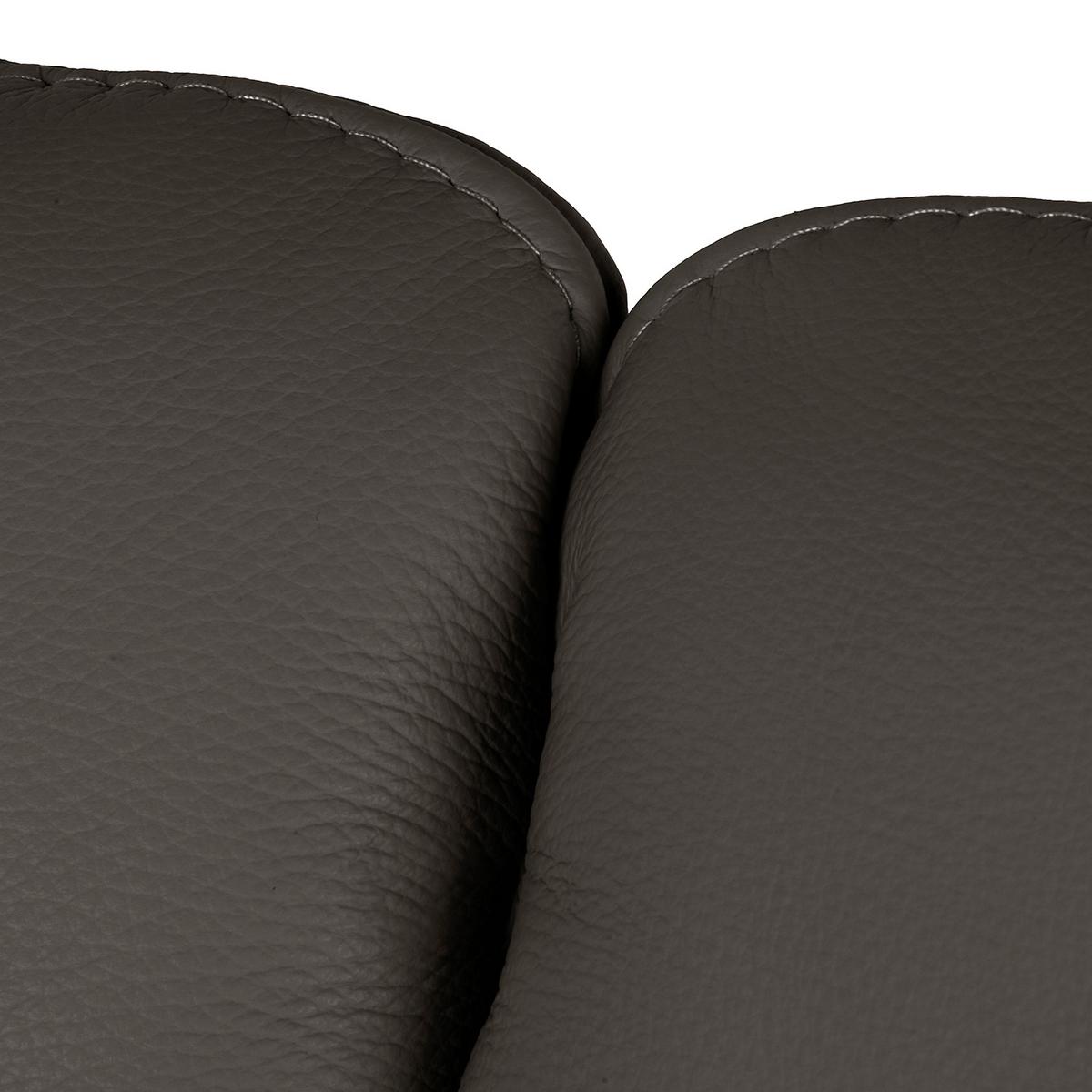 3-Sitzer-Sofa Comodo Echtleder Dunkelbraun B: 214cm - Dunkelbraun/Silberfarben, Design, Leder (214/90/88cm) - Livetastic