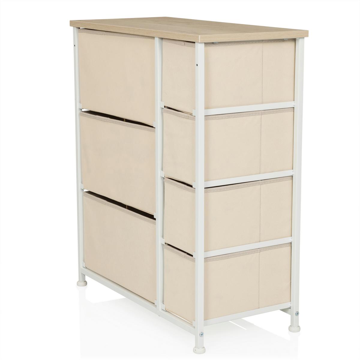 Kommode Foldress B Beige B: 63,5 cm - Beige/Weiß, MODERN, Textil (63,5/73/30cm) - MID.YOU