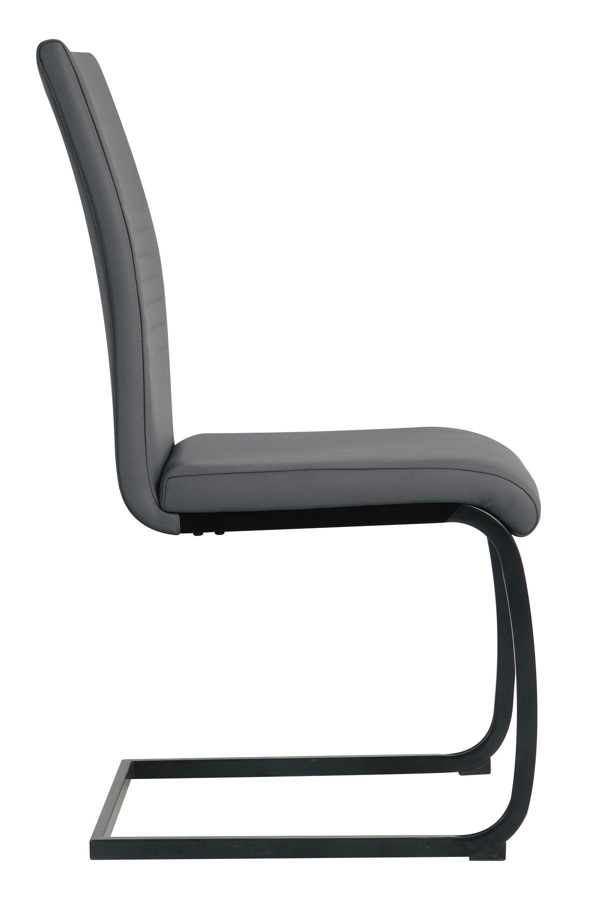 Stuhl-set Lederlook Grau, B: 42cm - Schwarz/Grau, Design, Kunststoff/Textil (42/97/59cm) - Livetastic