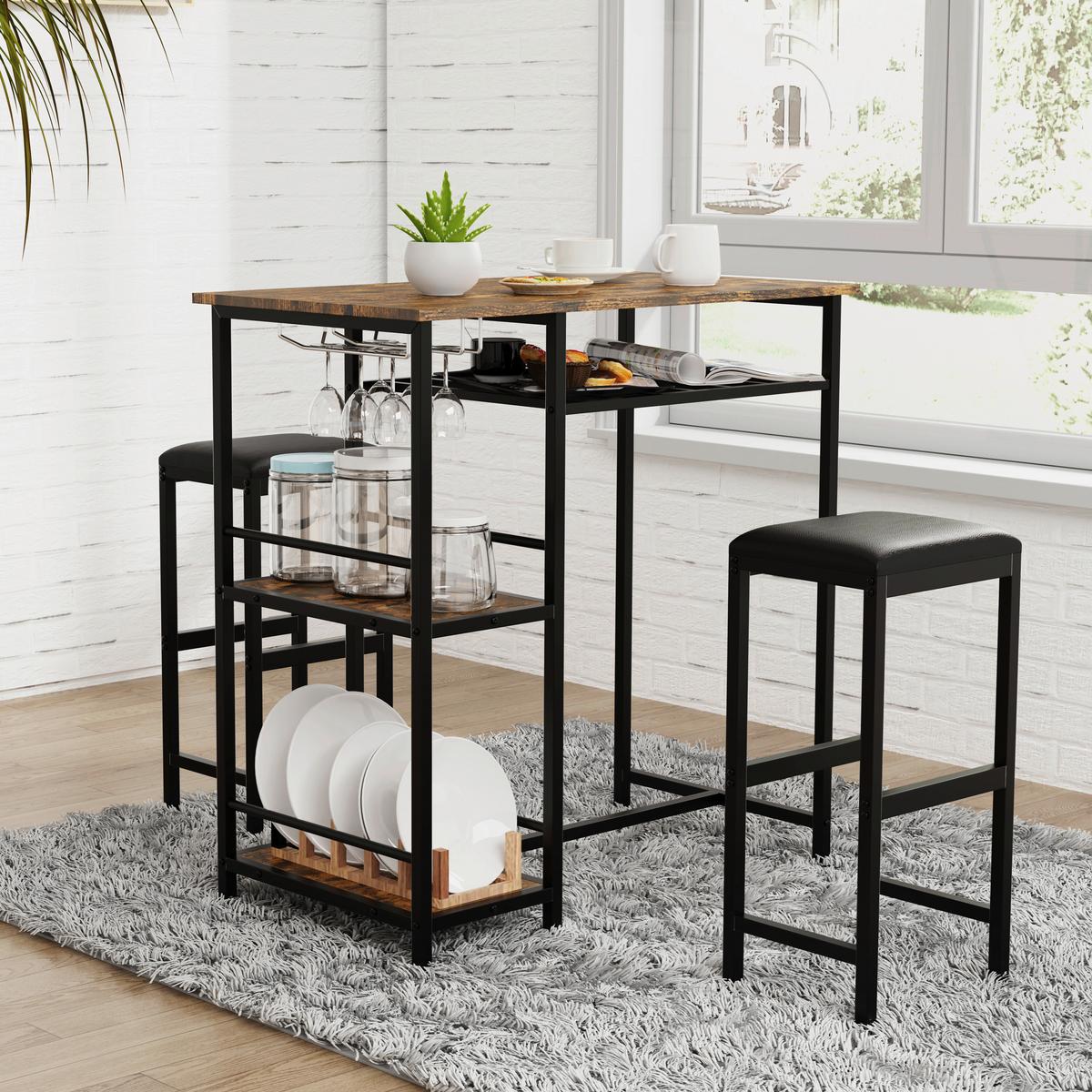 Bartisch Kolari Schwarz/Eichefarben - Eichefarben/Schwarz, Design, Holzwerkstoff/Metall (90/50/93cm) - MID.YOU