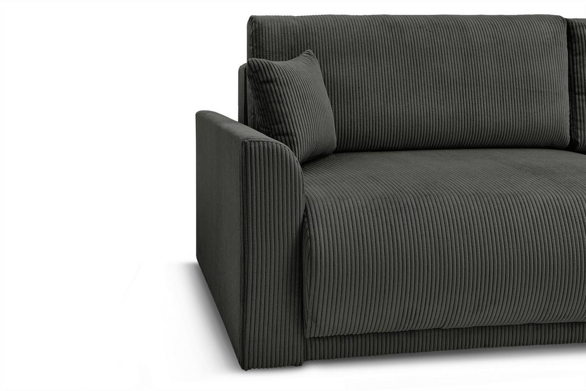 Rohová sedačka KIM L160, oboustr.,černý manšestr - černá, Moderní, dřevo/textil (233/160cm)