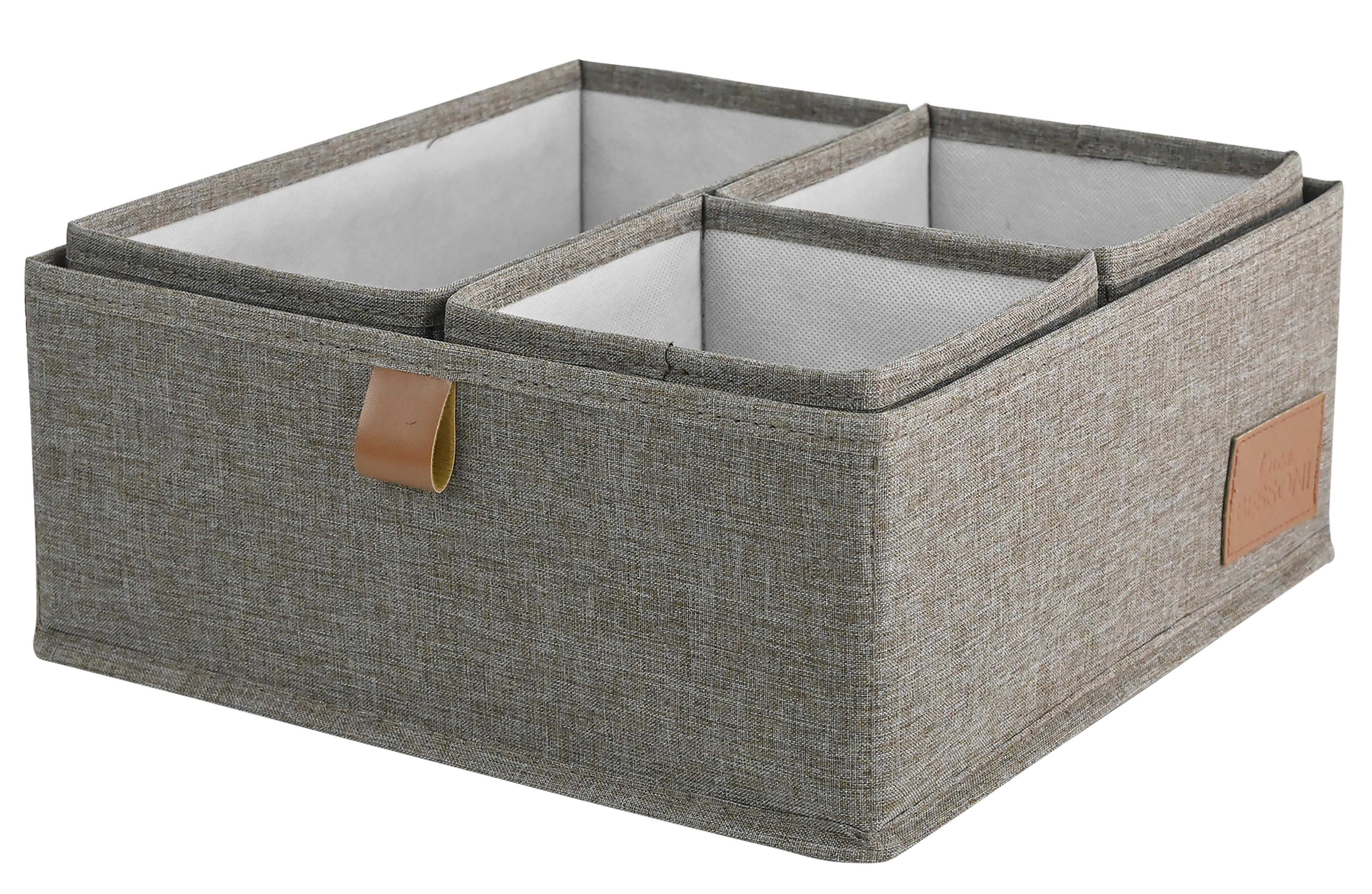 AUFBEWAHRUNGSBOXEN-SET CARLOTTA - Braun, KONVENTIONELL, Textil - Luca Bessoni