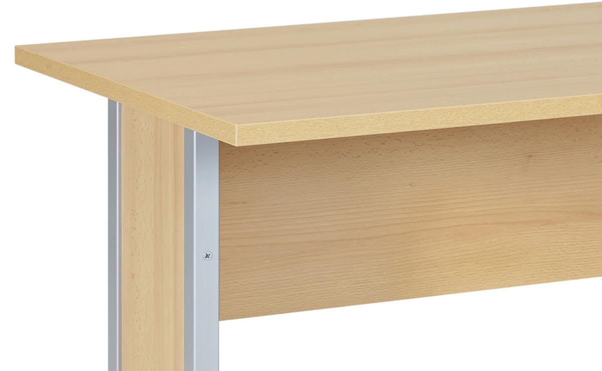 Schreibtisch B 140 cm H 72,2cm Serie 4000, Buche Dekor - Silberfarben/Buchefarben, Basics, Holzwerkstoff/Metall (140/65/72,2cm) - MID.YOU