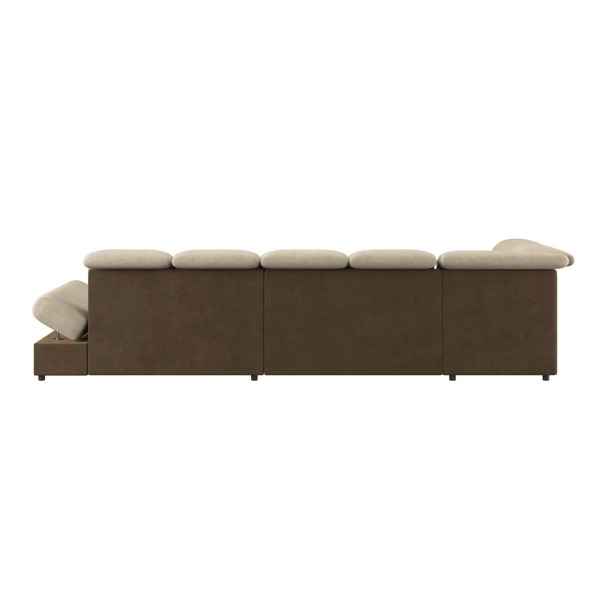 Wohnlandschaft Madera Mit Schlaffunktion Creme - Hellbraun/Creme, KONVENTIONELL, Kunststoff/Textil (212/358/190cm)