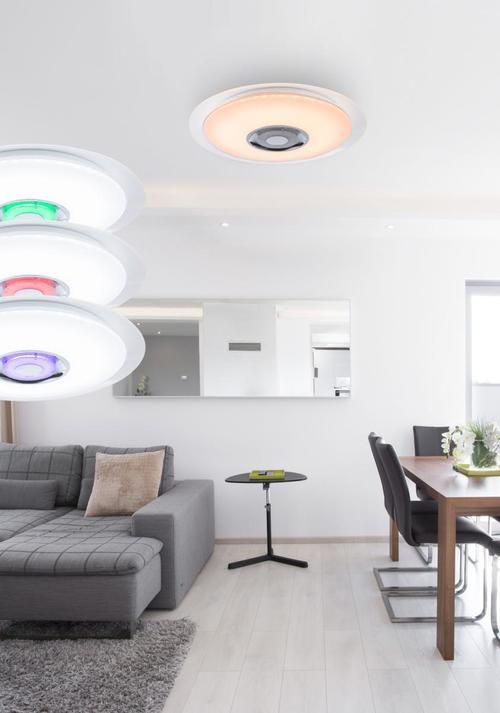 LED-Deckenleuchte Ø 47,5 cm mit Farbwechsler und Bluetooth - Opal/Weiß, MODERN, Kunststoff/Metall (47,5/5,7cm)