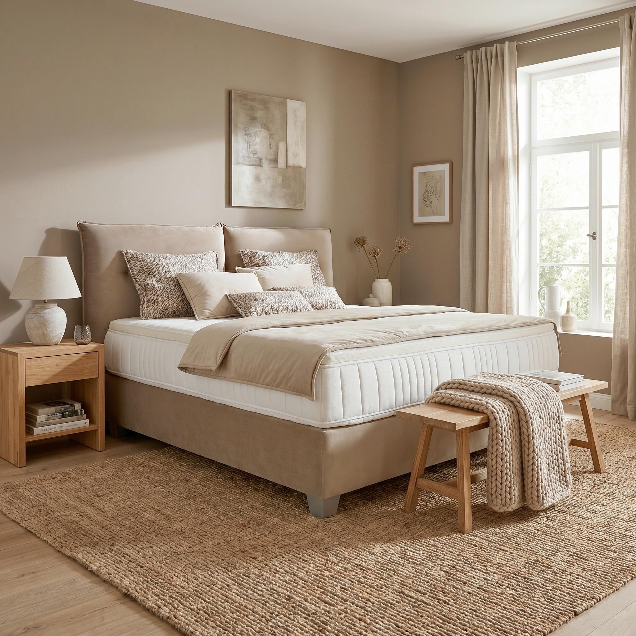 Postel boxspring Fog 160x200cm,béžová - barvy stříbra/béžová, Lifestyle, dřevo/kompozitní dřevo (160/200cm) - Premium Living