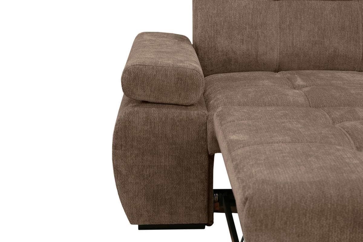 Rohová sedačka VEGAS, pravá, hnědá žinylka - černá/hnědá, Design, dřevo/textil (294/173cm)