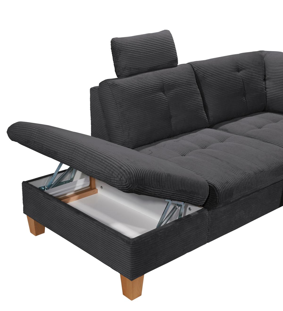 Wohnlandschaft Ascot Anthrazit U: 220x324x170 Cm - Eichefarben/Anthrazit, KONVENTIONELL, Textil (220/324/170cm) - MID.YOU