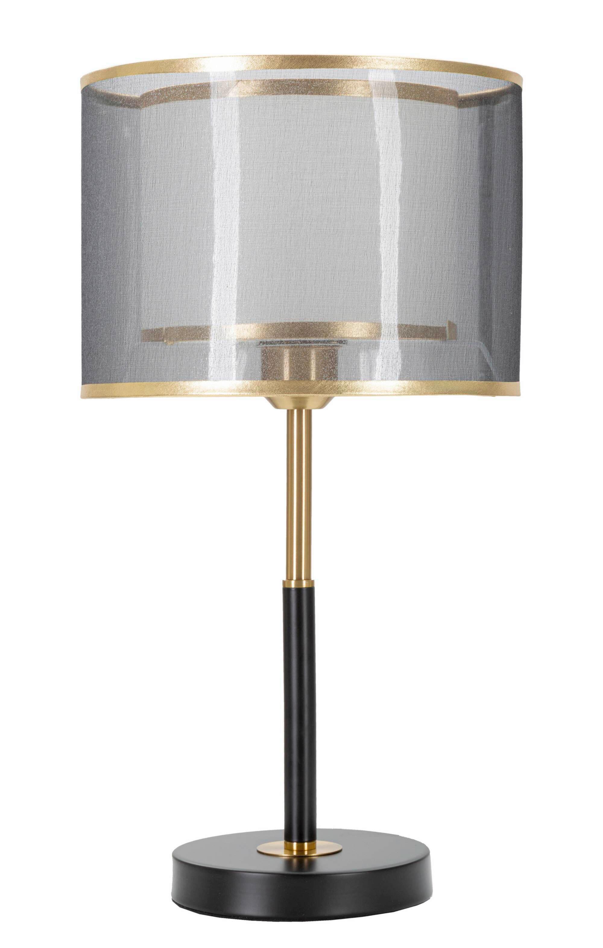 Tischleuchte Levels Schwarz, Goldfarben B: 25 cm - Goldfarben/Schwarz, Basics, Textil/Metall (25/48/25cm)