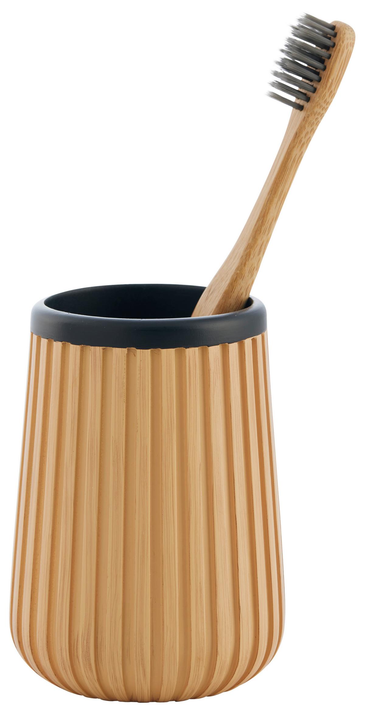 Pohár na zubné kefky LOFT - čierna/piesková, Modern, plast (7,5/10,5cm) - Mömax