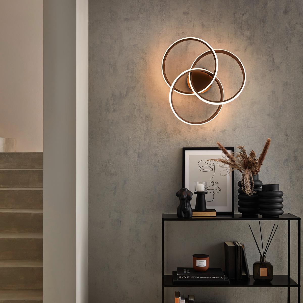 LED stropné svietidlo Antor, Ø: ca. 55cm - cappuccino, Modern, kov/plast (52/15/49,5cm) - Premium Living