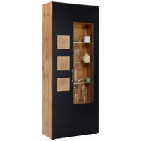 VITRÍNA SONATE - černá/barvy dubu, Konvenční, kov/kompozitní dřevo (80/208/37cm) - Mömax