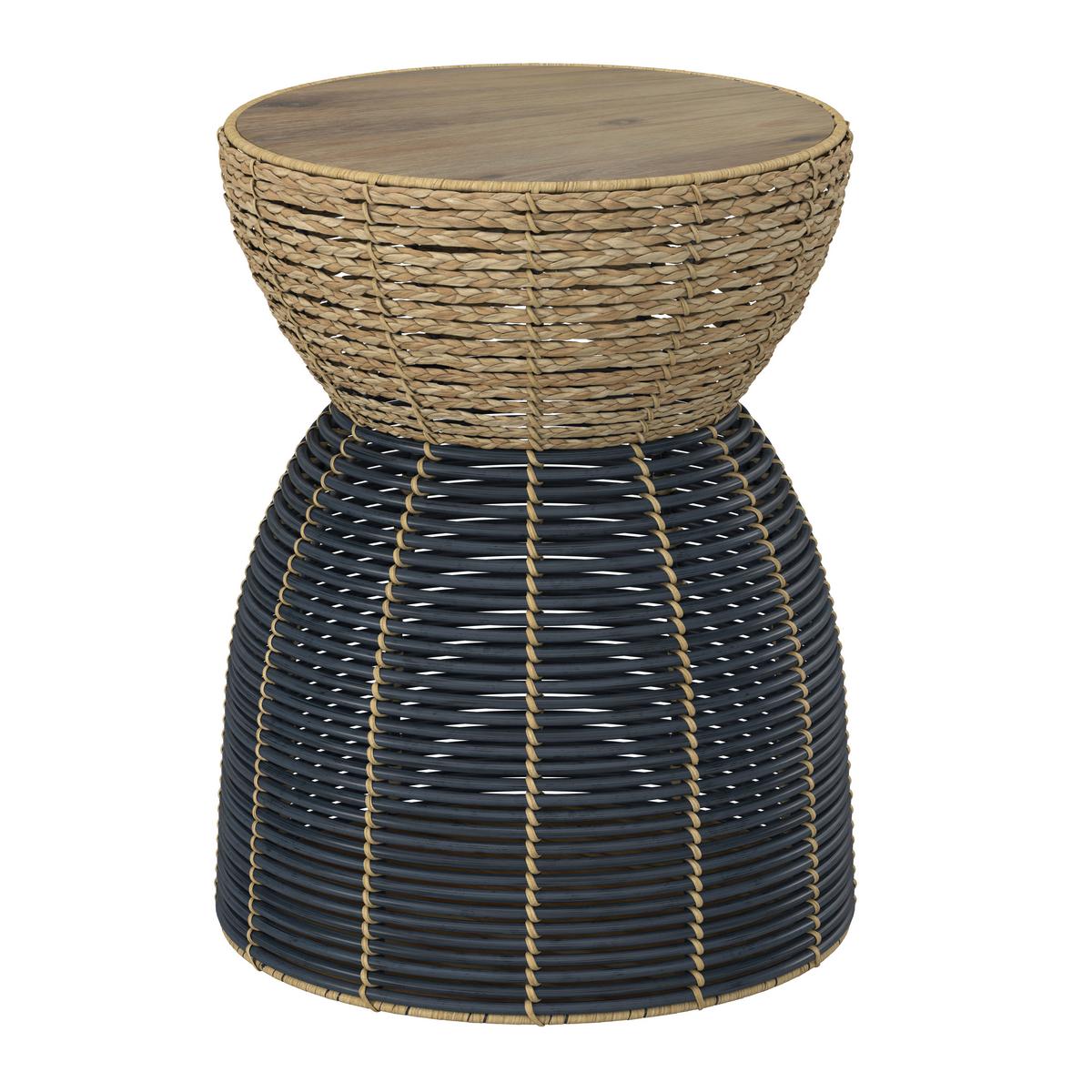 ZAHRADNÍ ODKLÁDACÍ STOLEK NOELIA - černá/přírodní barvy, Moderní, kov/dřevo (45/55/45cm) - Bessagi Garden