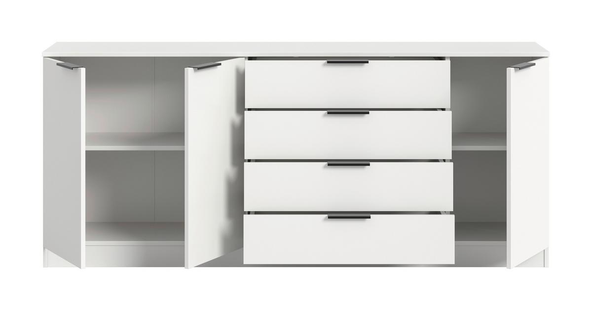 Kommode Kopenhagen, Weiß B: 185 Cm - Schwarz/Weiß, Design, Holzwerkstoff (185/80/35cm) - Livetastic