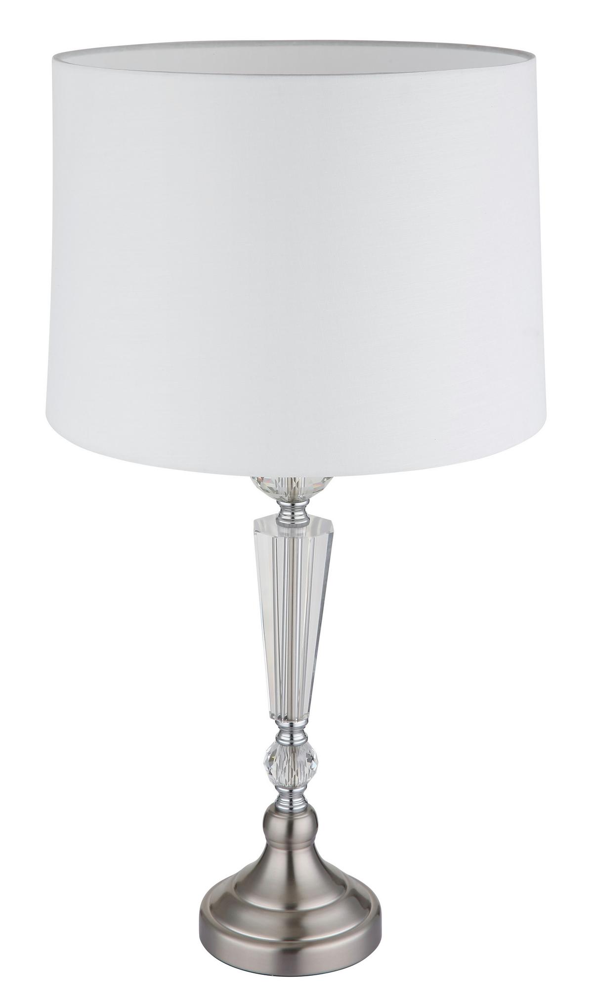 Tischleuchte 24146w - Klar/Weiß, KONVENTIONELL, Glas/Textil (35/66cm) - Globo