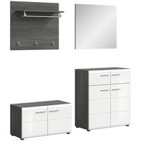 Garderobe Salsa Weiß/Rauchsilber B: 175 cm - Weiß Hochglanz, Design, Glas/Holzwerkstoff (175/192/37cm) - MID.YOU