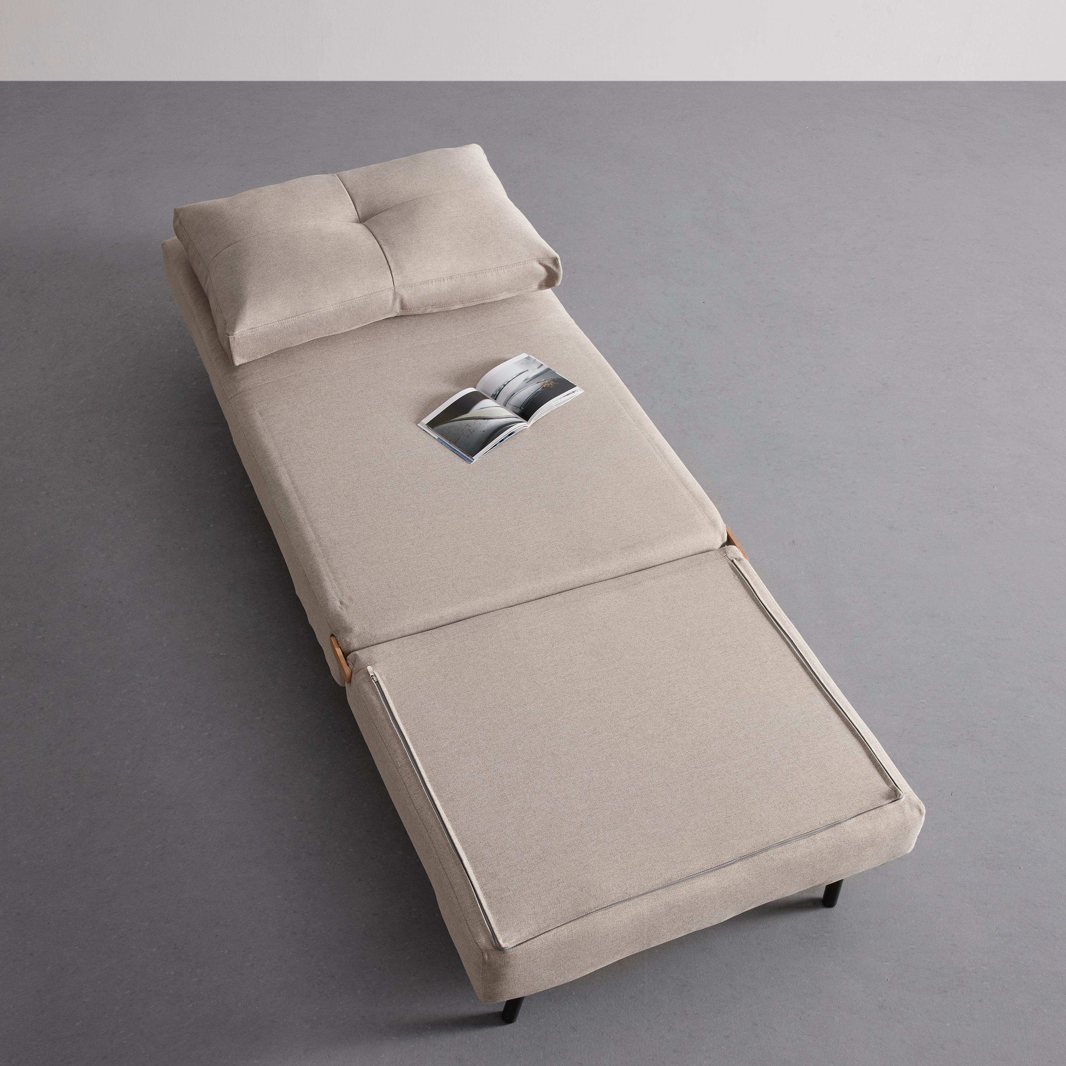 Rozkladacia pohovka Malic - béžové - farba duba/béžová, Modern, kov/textil (80/84/90cm) - Bessagi Home