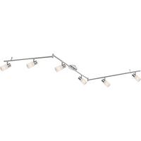 Strahler Elke 6-Flammig verstellbar L: 216 cm - Chromfarben/Weiß, KONVENTIONELL, Glas/Metall (216cm) - James Wood