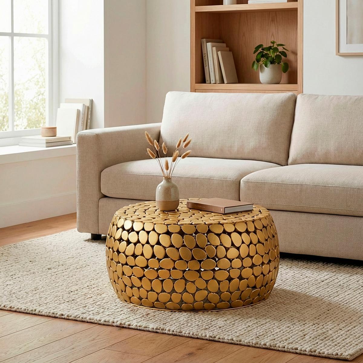 Couchtisch Aluminium goldfarben - Goldfarben, Design, Metall (66/66/32cm) - Livetastic