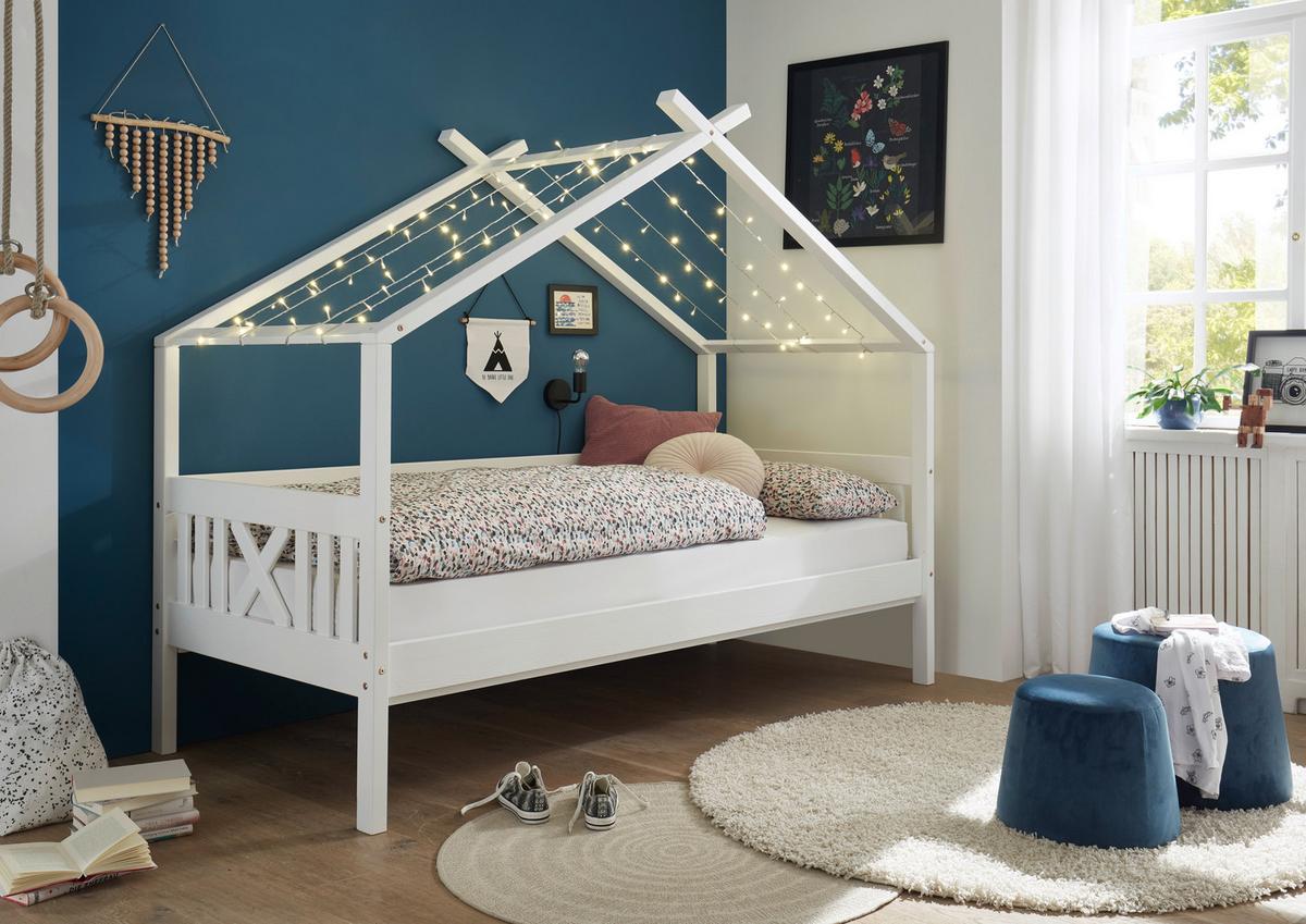 Hausbett Susa Weiß LF: 90x200cm - Weiß/Naturfarben, KONVENTIONELL, Holz/Holzwerkstoff (90/200cm)