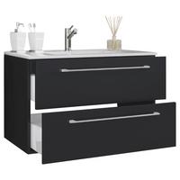 Waschtischkombi Badinos Schwarz B: 81 Cm - Schwarz/Weiß, MODERN, Keramik/Holzwerkstoff (81cm) - MID.YOU