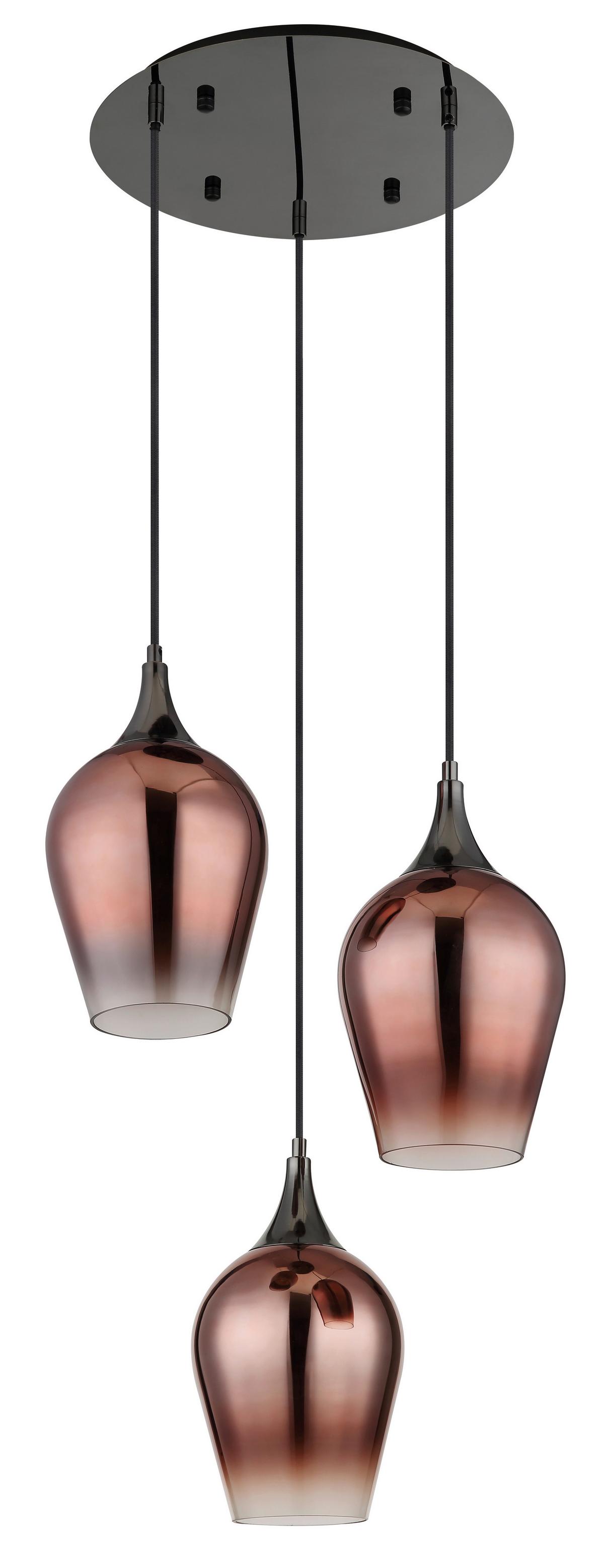 HÄNGELEUCHTE 155520-3HRC LAVUS - Klar/Rot, Design, Glas/Textil (45/120cm) - Globo