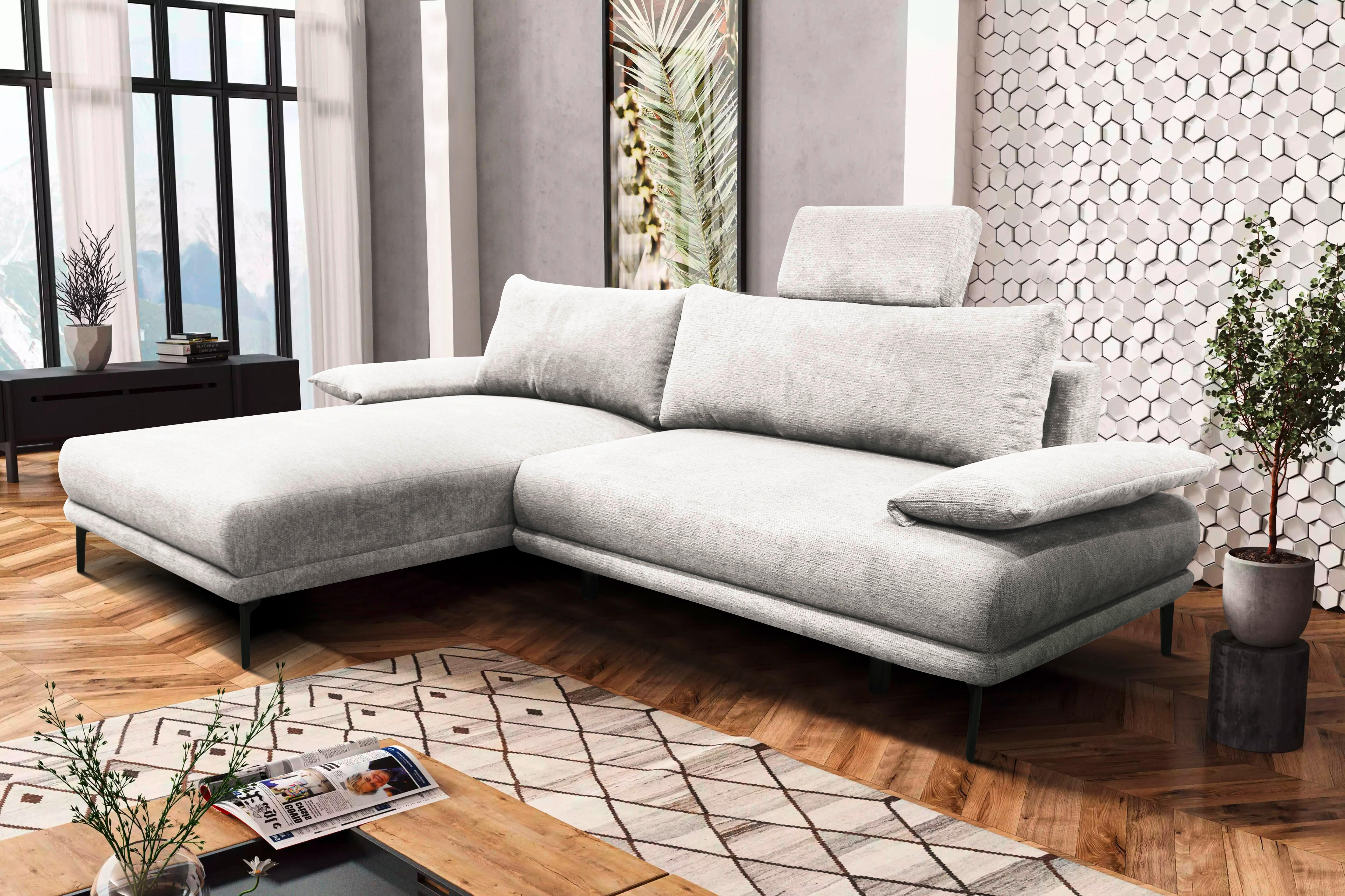 Ecksofa Mit Bettkasten Lagacy 192x260 Cm Webstoff Weiß - Schwarz/Weiß, Design, Textil (192/260cm) - MID.YOU