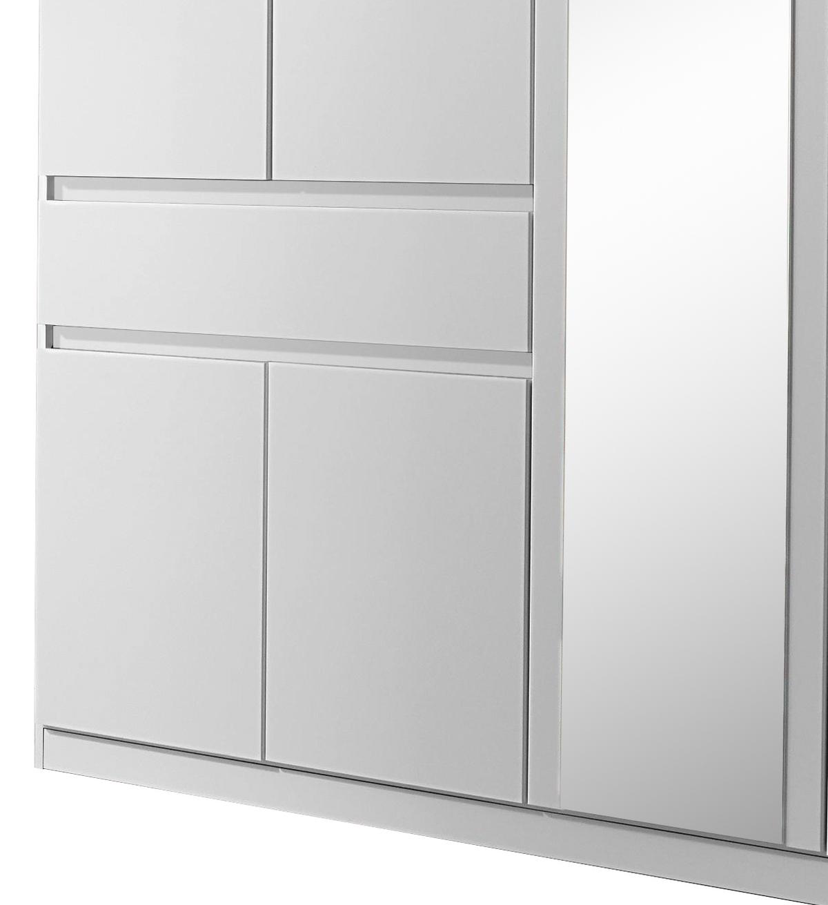 Skirňa s otočnými dverami biela/zrkadlo 181cm - biela, Design, kompozitné drevo/sklo (181/197/54cm) - Rauch Möbel