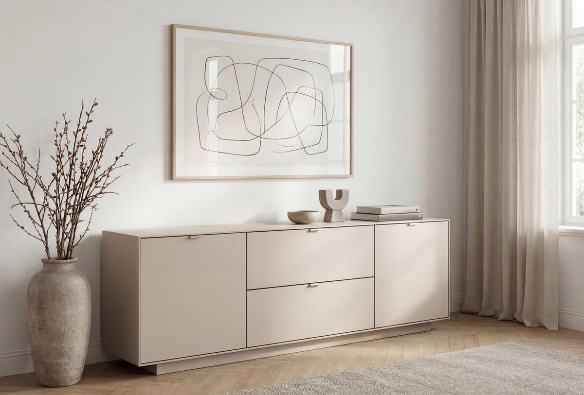 Kommode Sivas B: 185 cm Sandfarben - Sandfarben, Design, Holzwerkstoff (185/62/37,5cm) - MID.YOU